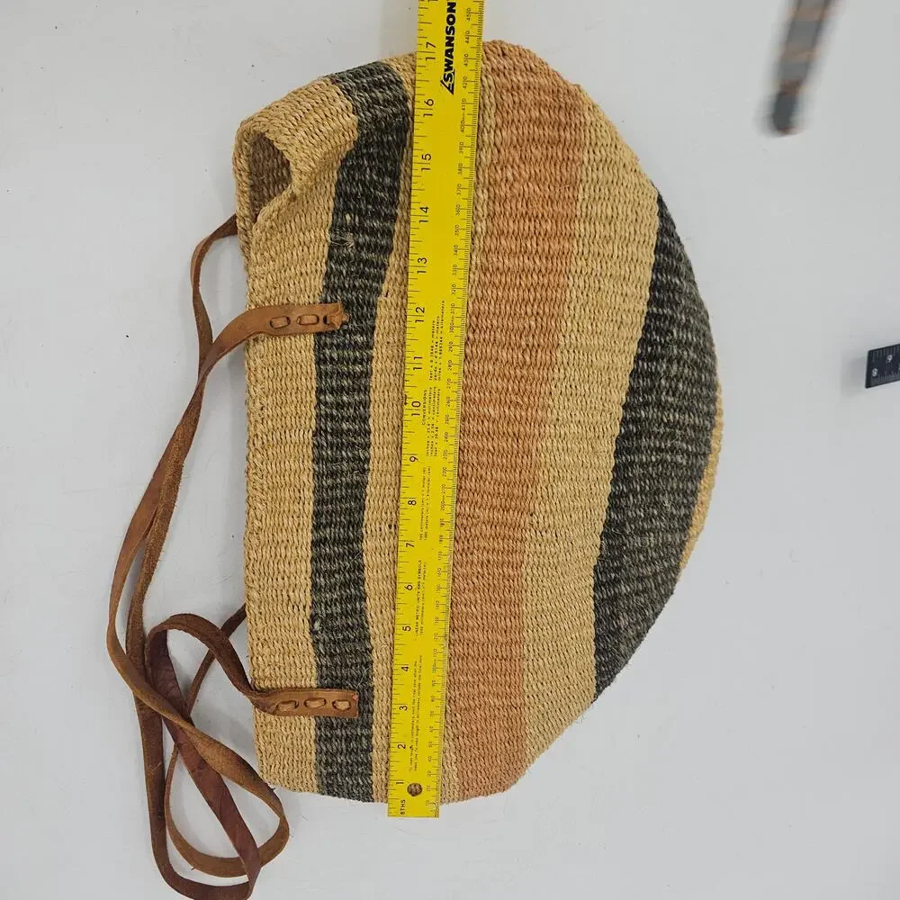 Vintage Large Handwoven Sisal Tote Kiondo Bag Eco-friendly Sustainable Boho